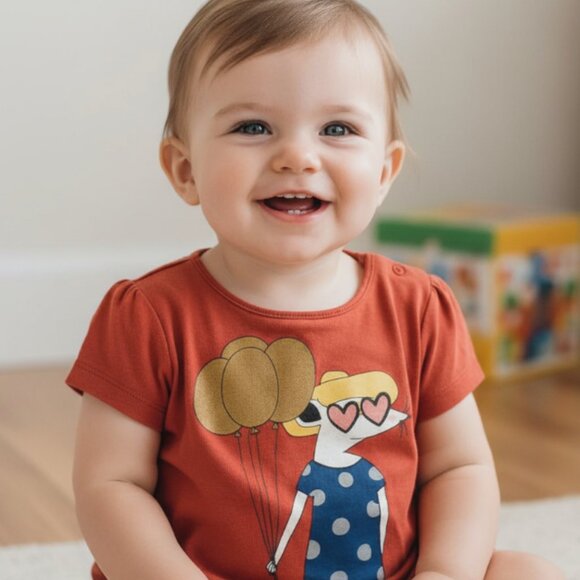 Little Marc Jacobs Tee Shirt Mouse Balloons Hearts Short Sleeves Size 12 month - Picture 1 of 7